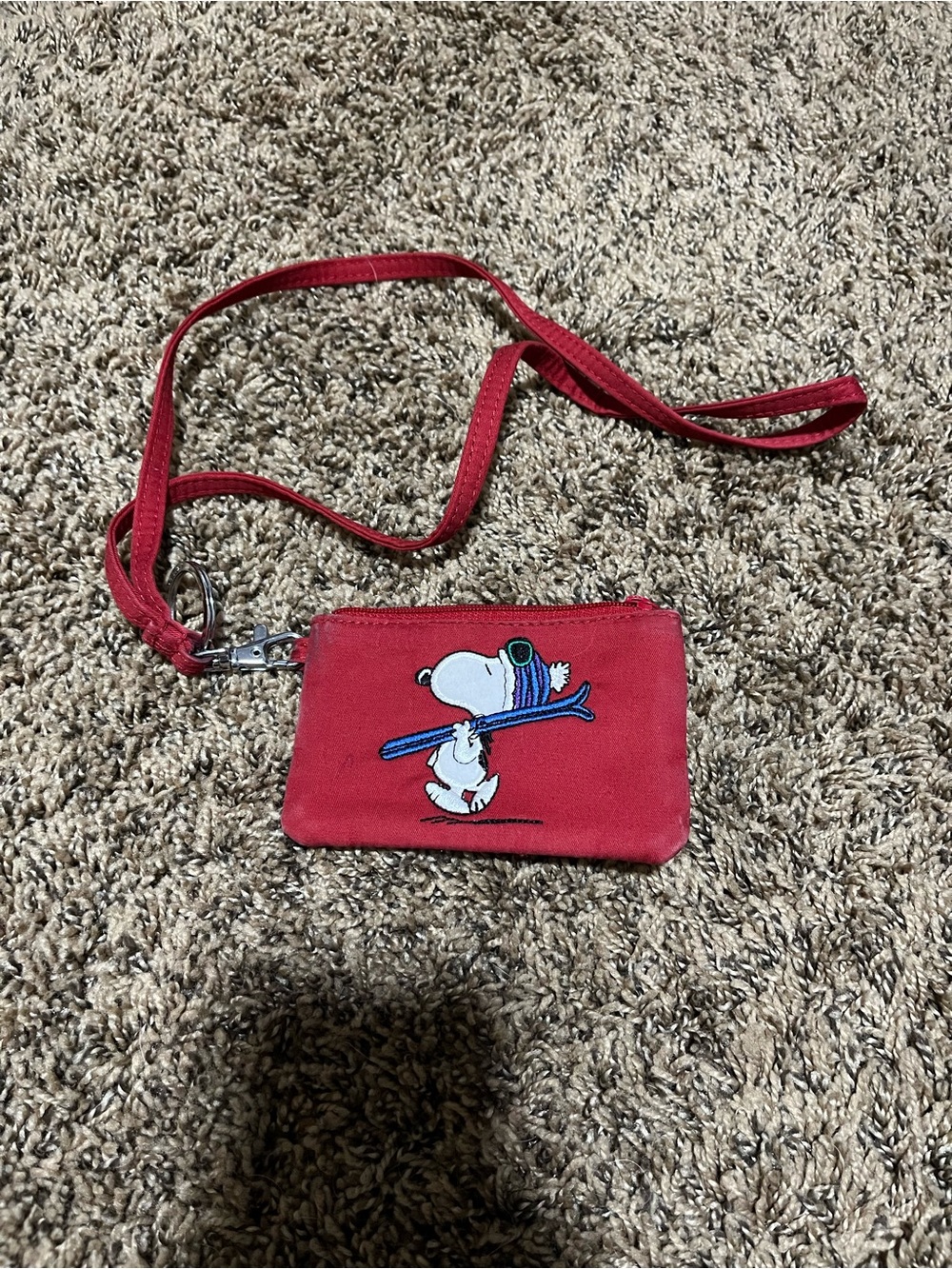 Red Snoopy Ski Wristlet Crossbody Bag